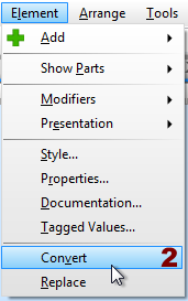 Click on menu item Element / Convert