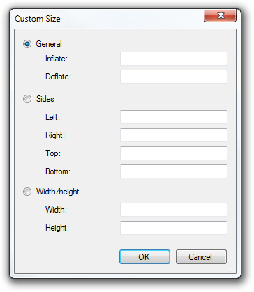 Custom Size dialog