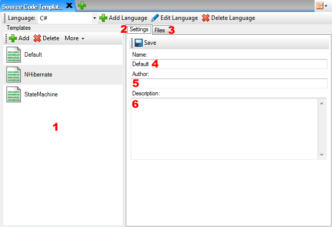 Source Code Templates Editor - Template Settings