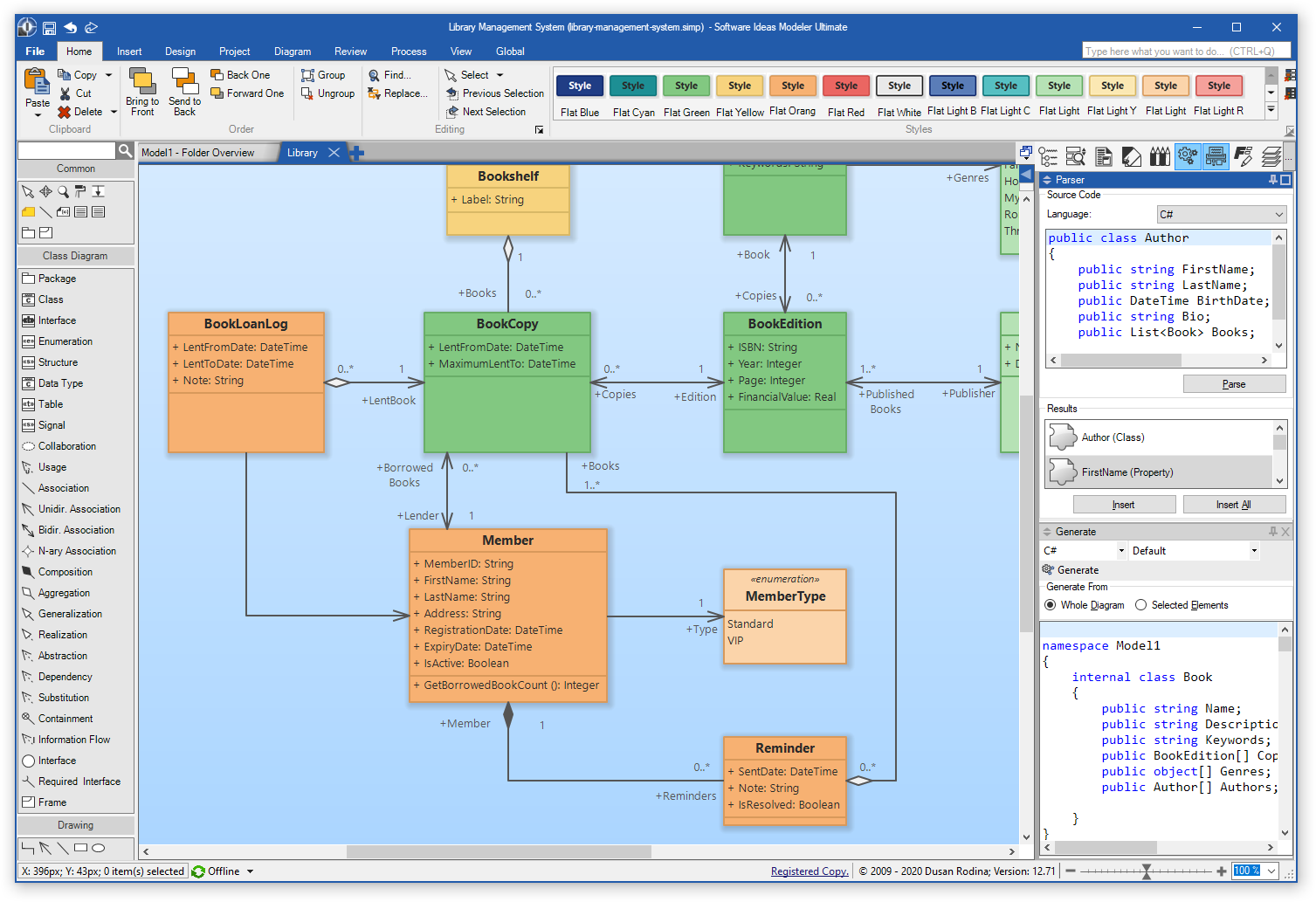 visual paradigm c code to uml