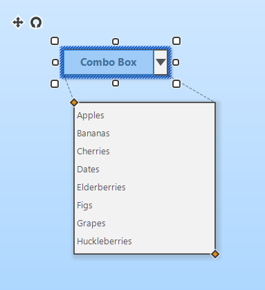 UI Combo Box with an open drop-down list