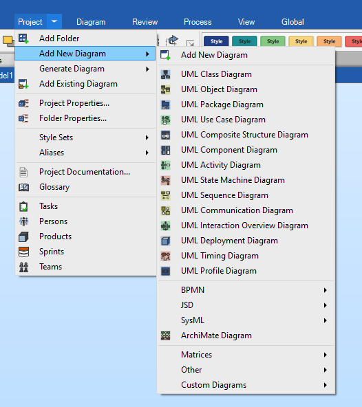 Software Ideas Modeler 12 - Ribbon With Menu