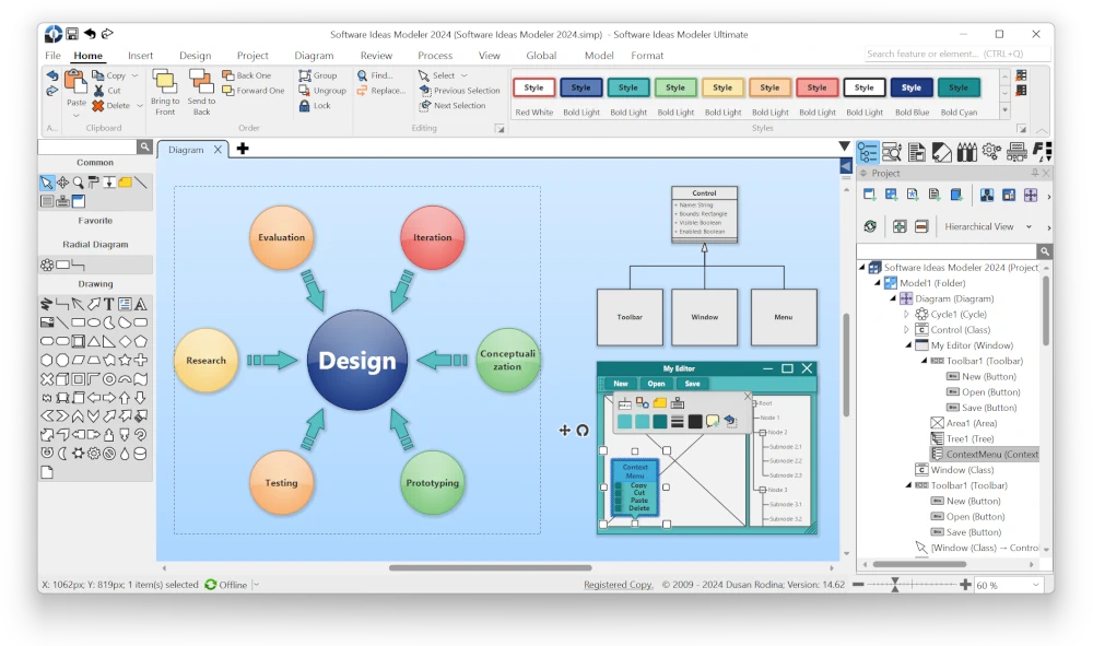 Software Ideas Modeler - diagramming CASE tool with UML, SysML, BPMN, ERD, flowchart support