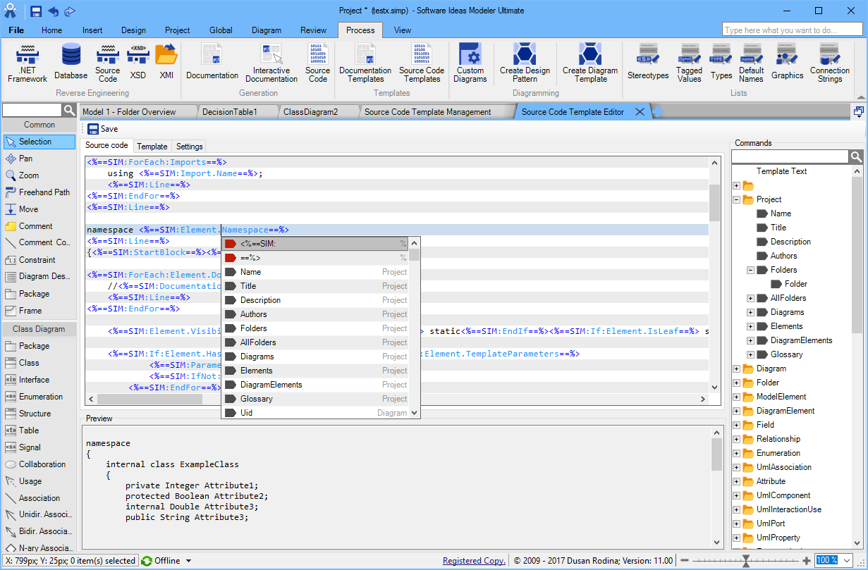 Improved Source Code Template Editor